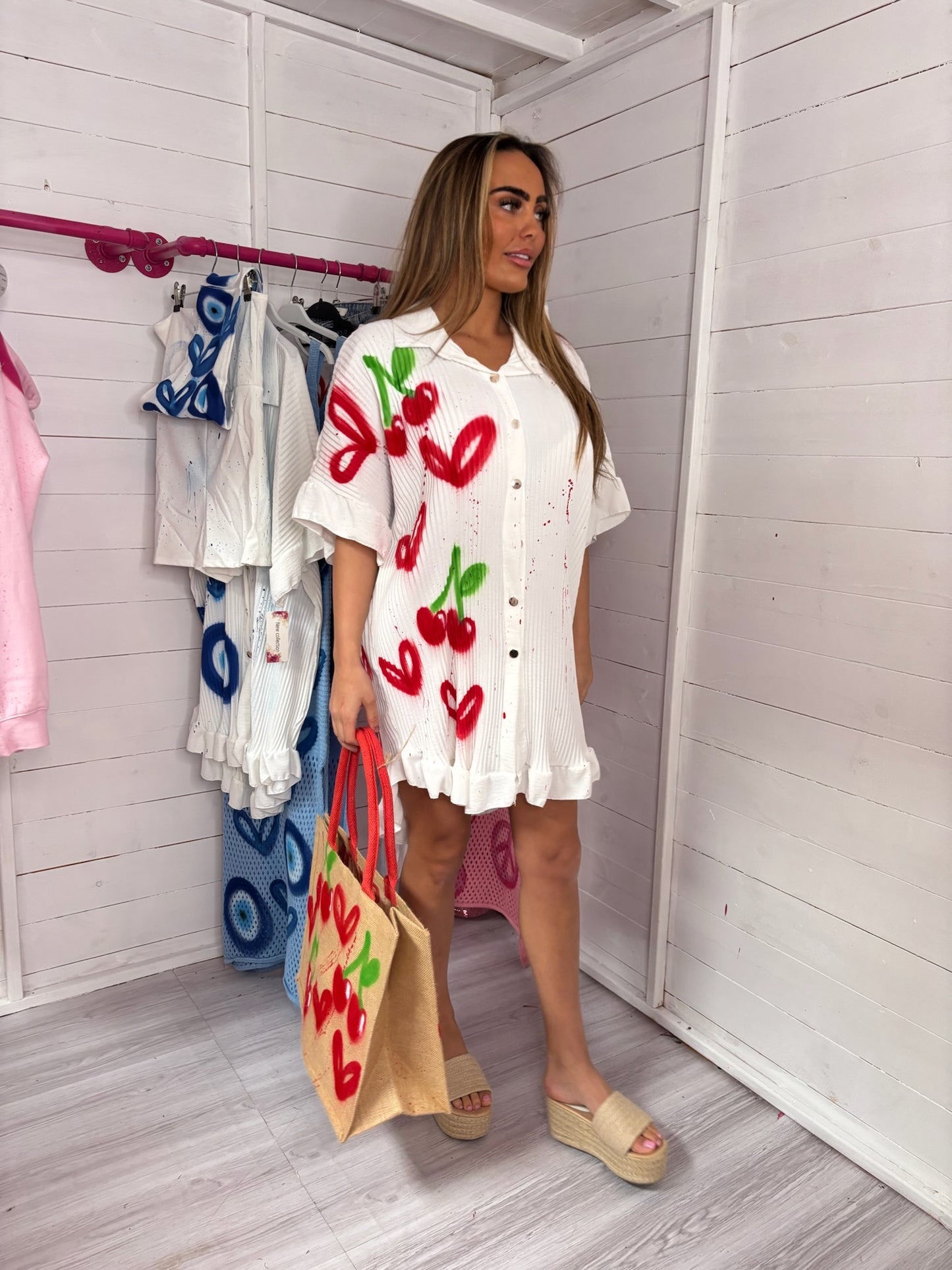 Pleated Shirt Dress 🍒😍🧿